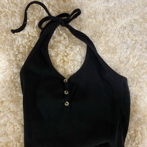 Black Garage Halter Tie Top